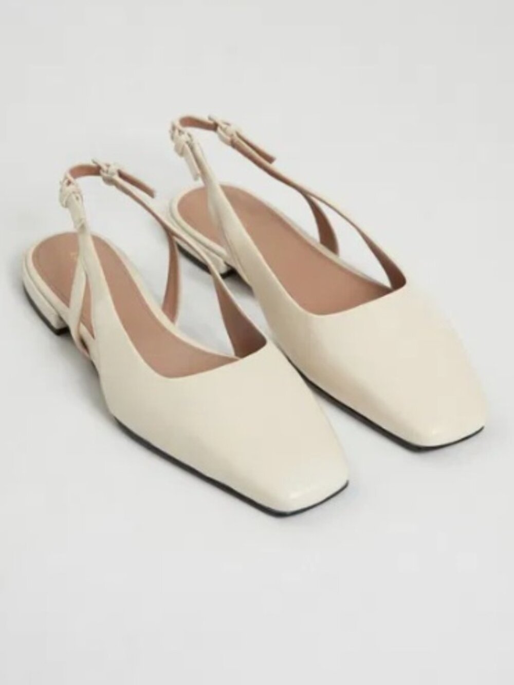 & OTHER STORIES Slingback Leather Ballet Flats Cream